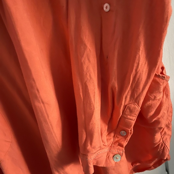 Tribal linen blend tunic with front pockets, mango, extra large - Picture 5 of 9